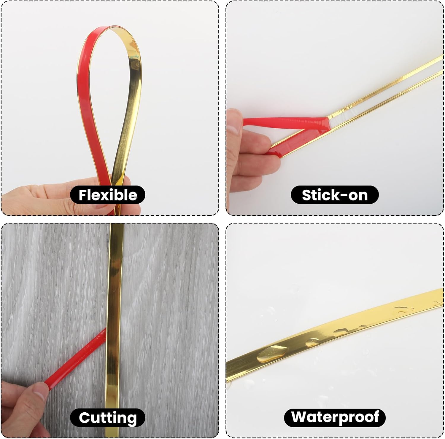 65.6 Ft Peel and Stick Trim Flexible Wall Molding Trim Self Adhesive Waterproof Molding Trim for Wall Tile Edges Kitchen Backsplash Floor Mirrior Frame Decor image 5