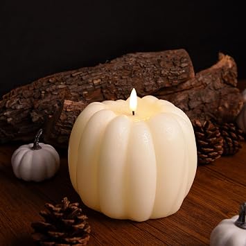 Fall Decorations for Home - Flickering Flameless Wax Pumpkin LED Candle