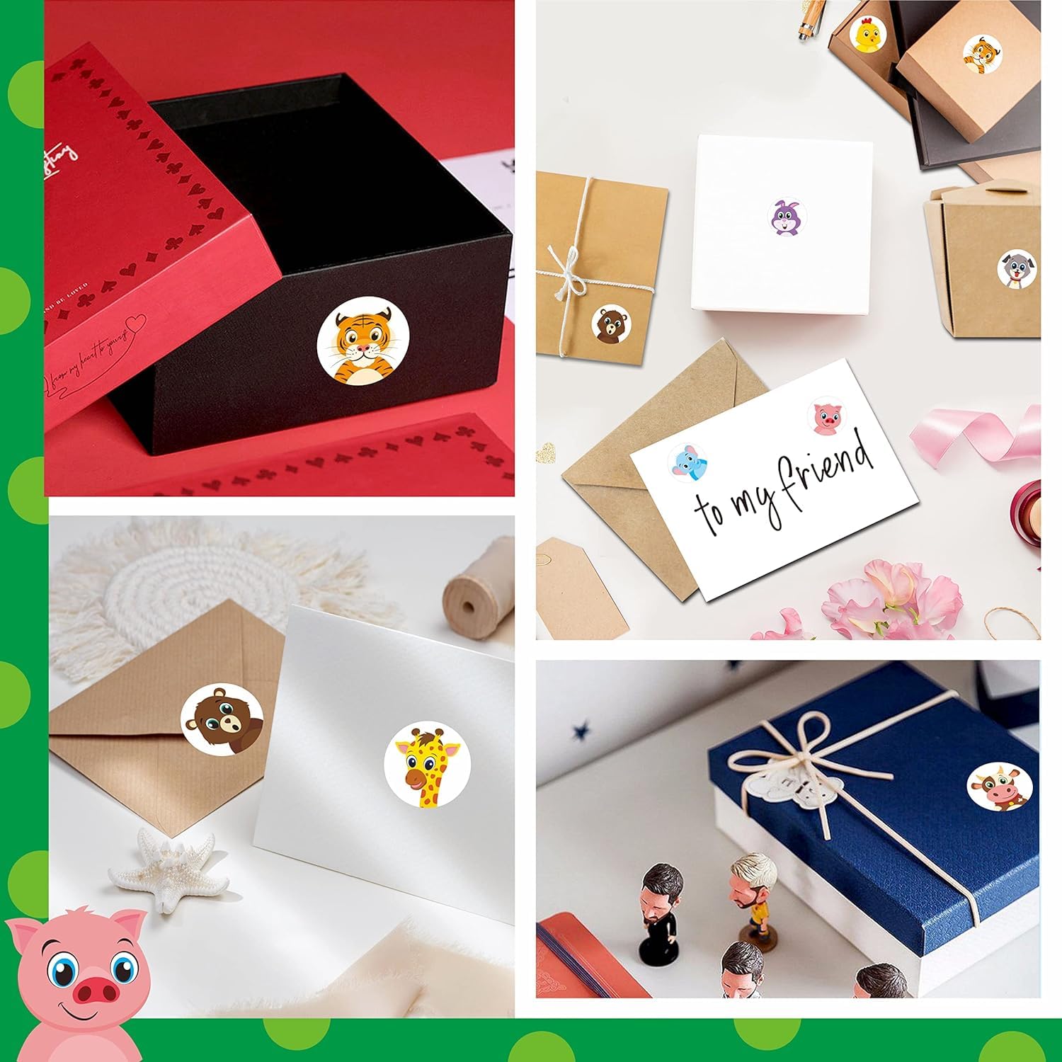 PLAYZOCO Pegatinas animales para niños, stickers decorativos infantiles, calcomanías alegres, adhesivos en rollo, 500 unidades de 2.5 cm con diseños variados y divertidos — view 2