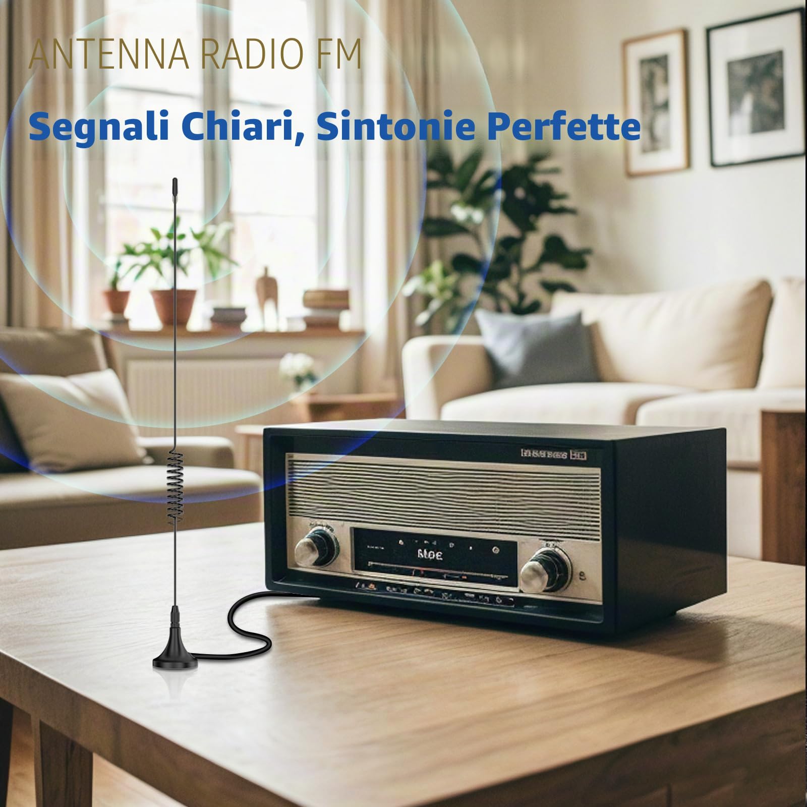 Bingfu Antenna Radio DAB FM Telescopico Interno Ricambio Cavo 2 m | Base Magnetica, per Sintonizzatore Tuner HiFi, Amplificatore Digitradio, Home Theatre, Ricevitore Stereo Digitale DAB + Casa
