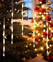 Vista 2 de AMS Adornos para árbol de Navidad, juego de 24 piezas de adornos de carámbanos retorcidos de aluminio para árbol de Navidad, fiesta de Año Nuevo