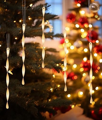 Miniatura 2 de AMS Adornos para árbol de Navidad, juego de 24 piezas de adornos de carámbanos retorcidos de aluminio para árbol de Navidad, fiesta de Año Nuevo