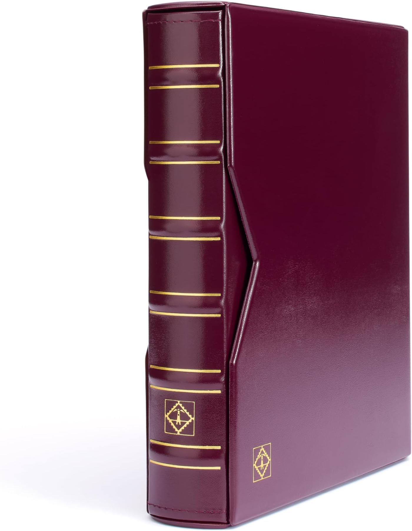LIGHTHOUSE - Vario Classic Binder - 4-Ring Binder with Padded Leatherette Cover and Slipcase for up to 50 Sheets - Red
