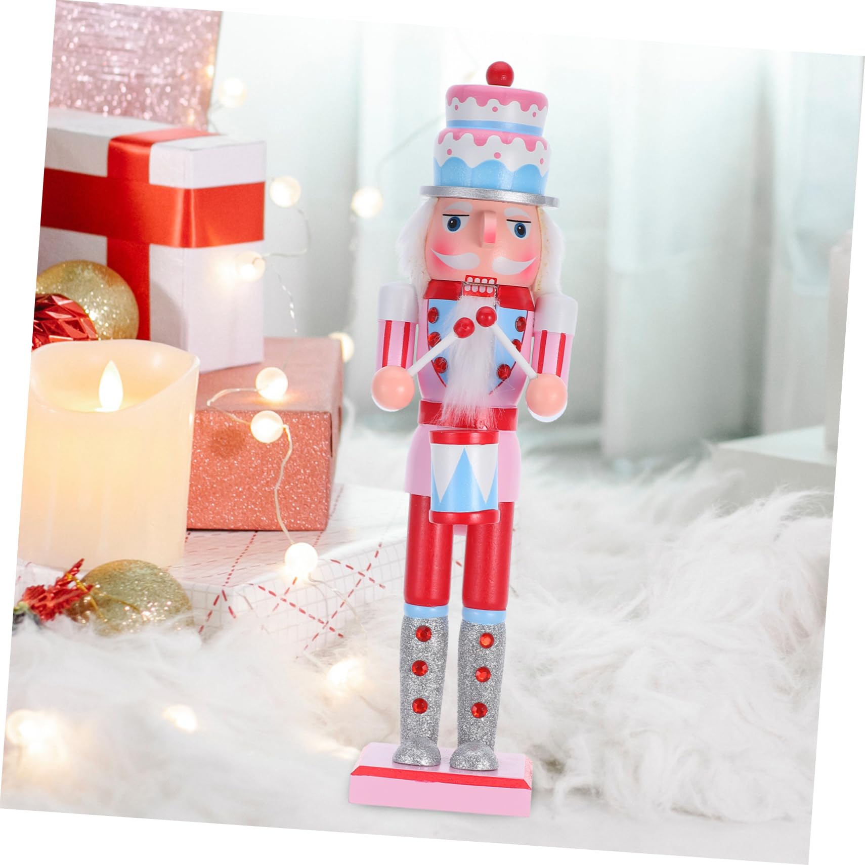 Zerodeko Holz Nussknacker Figur Rosa Bonbon Design für Weihnachts Dekoration Heim und Büro Party Zubehör Tisch Dekoration