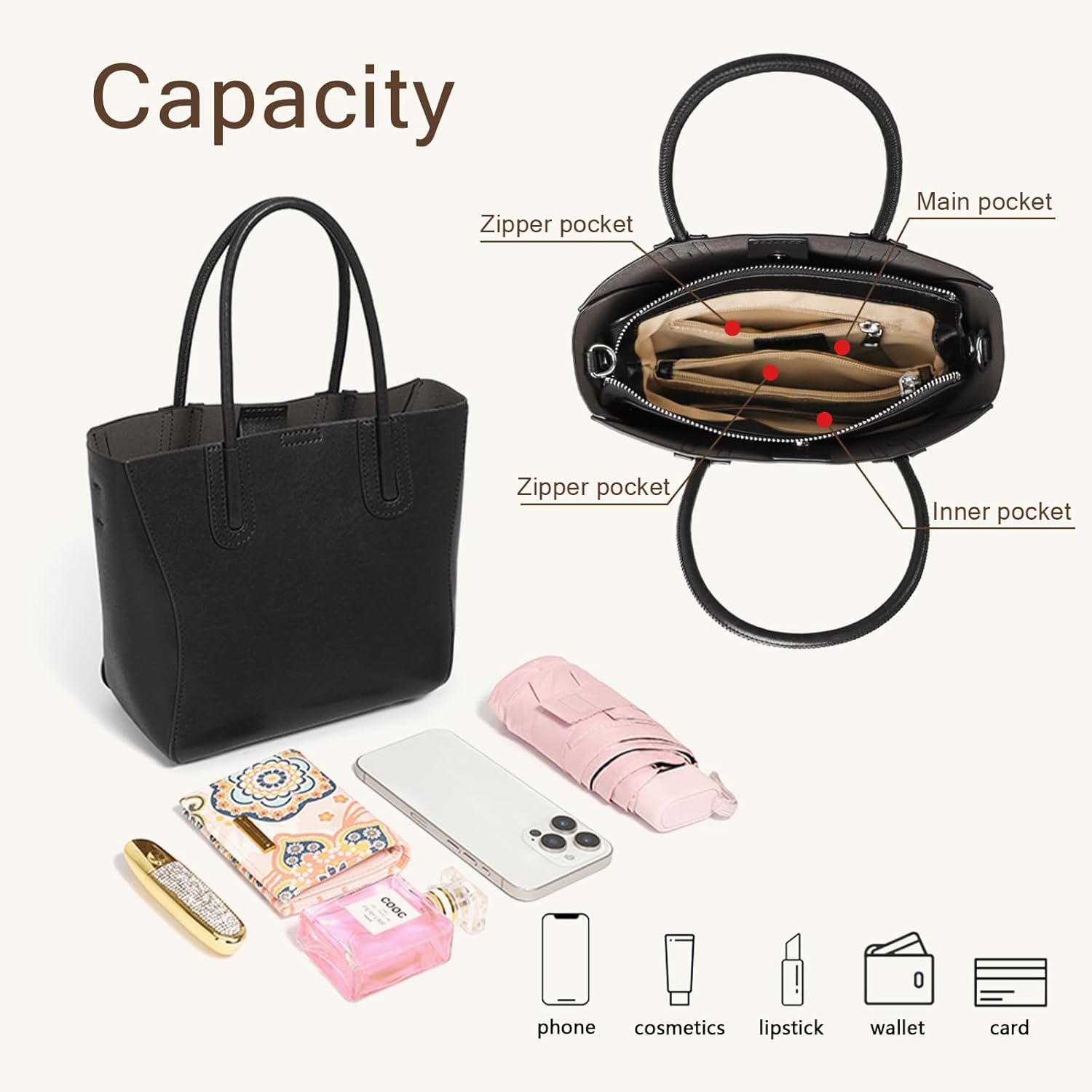 Genuine Leather Tote Bag, Shoulder Purse for Women, Top Handle Handbag, Crossbody Bags with Adjustable Strap - Image 4