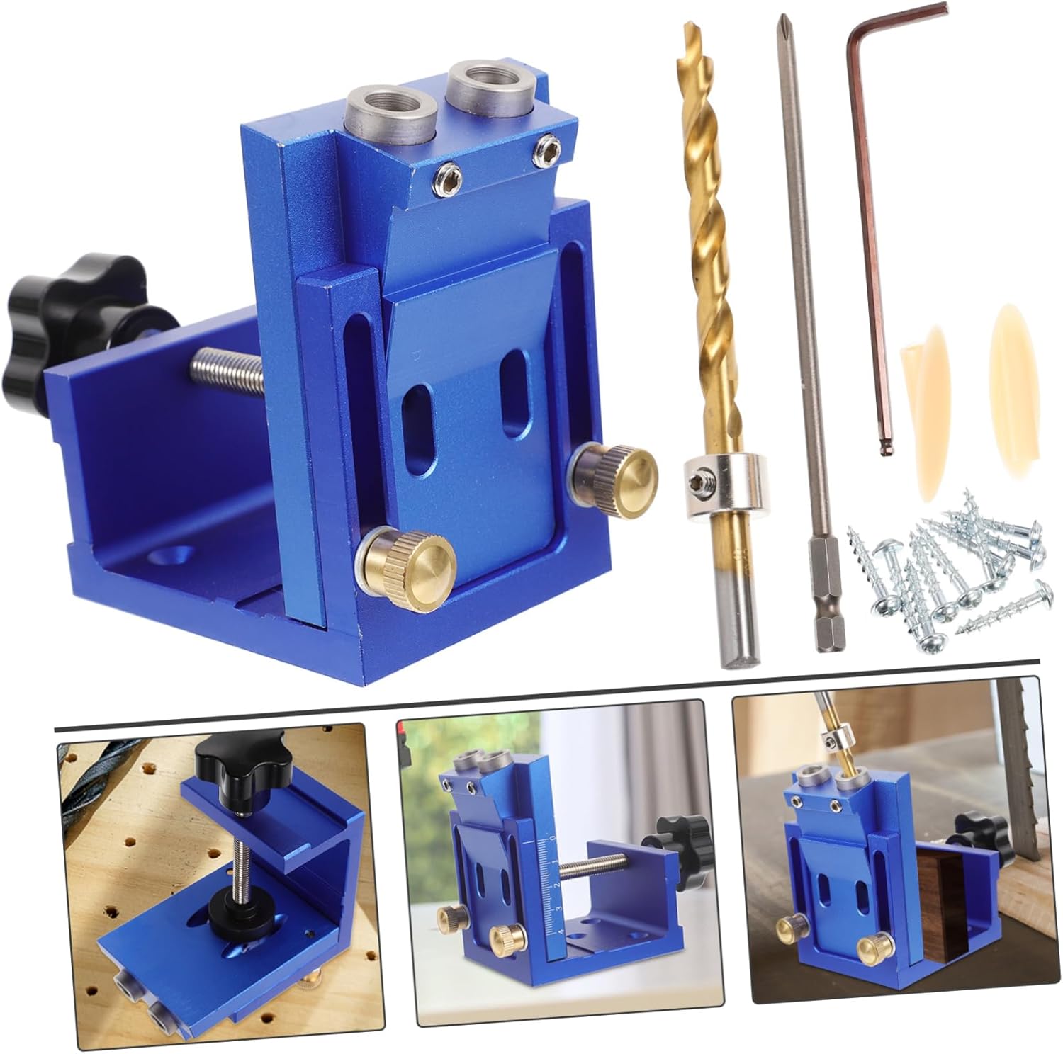 1set Pocket Hole Jig Kit Double Drilling Guide for Woodworking and Construction Easy Installation for Accurate Screw Connections