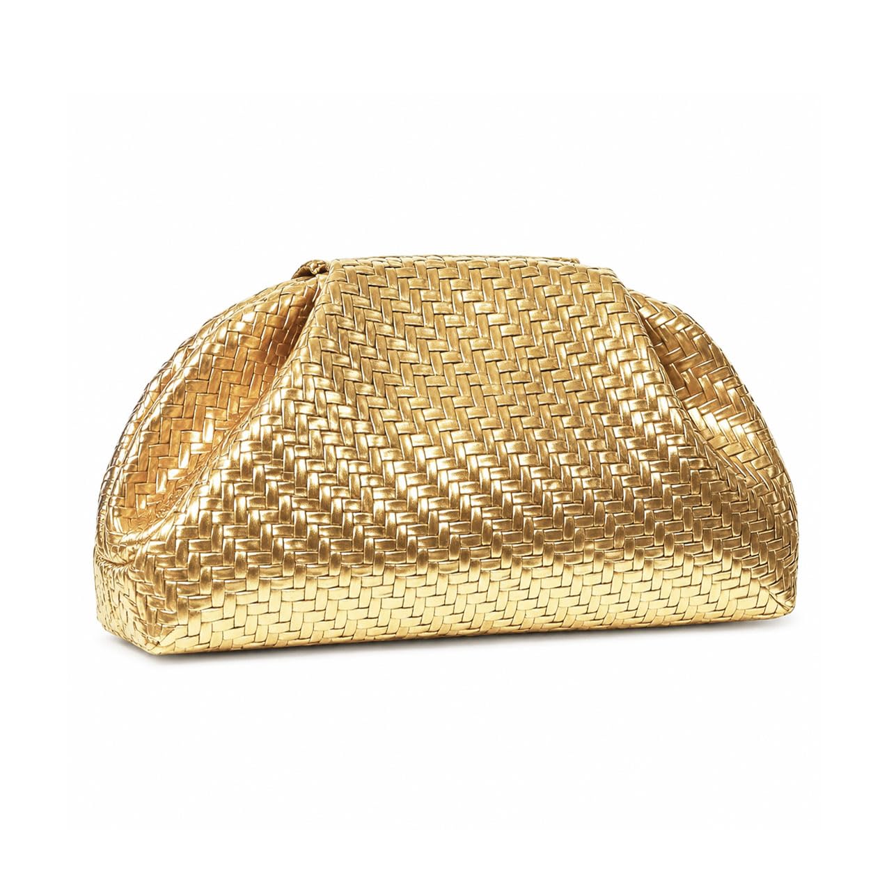 Women's Woven Evening Bag PU leather clutch purse Elegant ruched dumpling