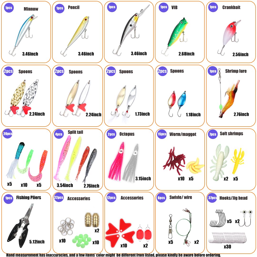 EXAURAFELIS Kit de leurres de pêche 142 pièces