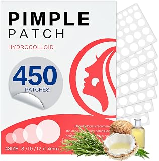 YHOVID 450 Hydrocolloid Pimple Patches for Face - Invisible Acne Zit Stickers, Overnight Absorbing, 4 Sizes (8-14mm)