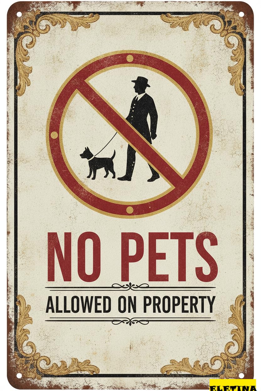 Personalized Sign for Man Cave Metal Warning No Pets Allowed On Property Metal Wall Vintage Street Caution Notice Metal Tin Wall Plaque Outdoor Street Driveway Yard Road 8x12in Private Decorative
