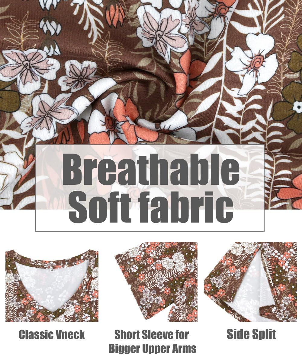 CARCOS Womens Plus Size Tops Basic Summer Shirts Short Sleeve V Neck Tunics Casual T-Shirt Loose Fits XL-5XL - Image 5