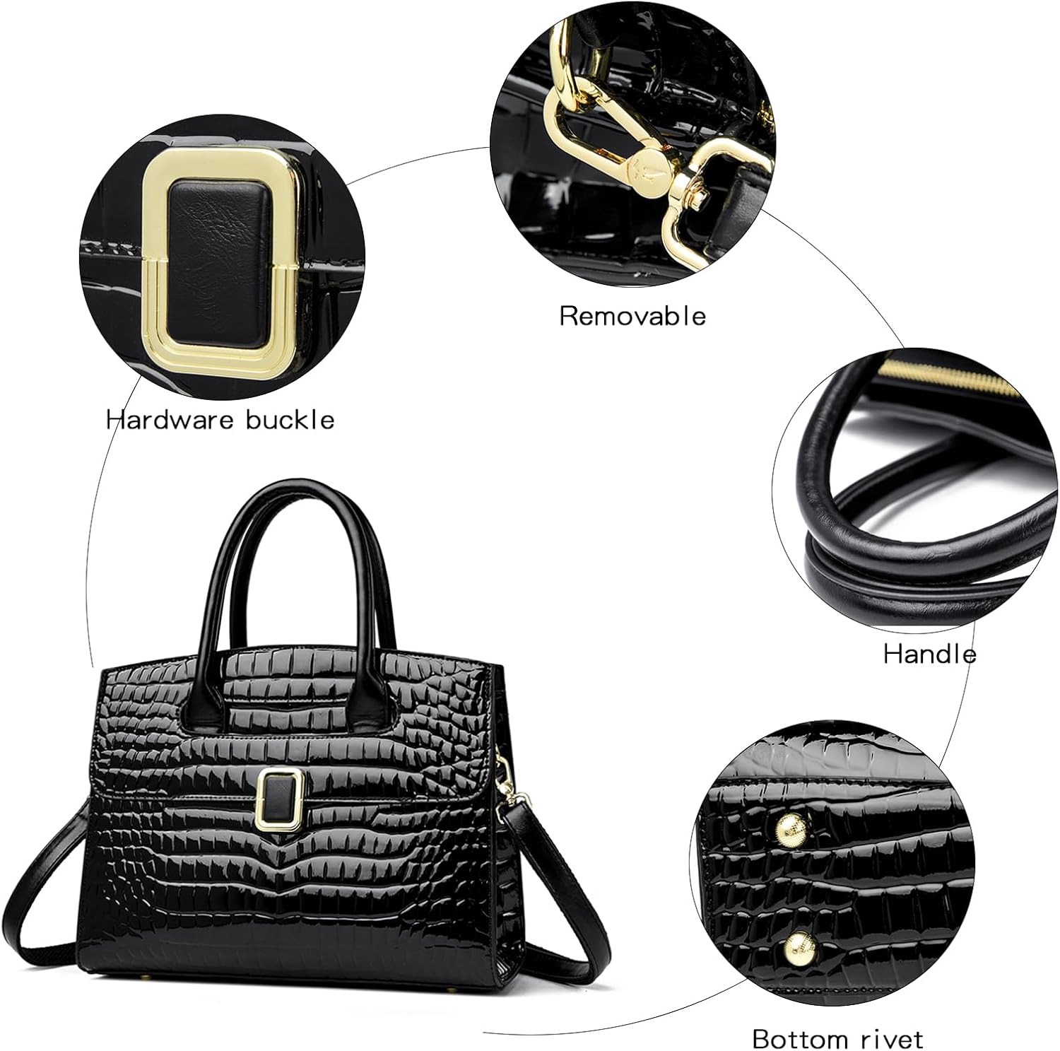 Eslcorri Women Top-Handle Tote Bags Fashion Satchel Handbag PU Leather Shoulder Hobo Purse Crossbody Pocketbook - Image 6