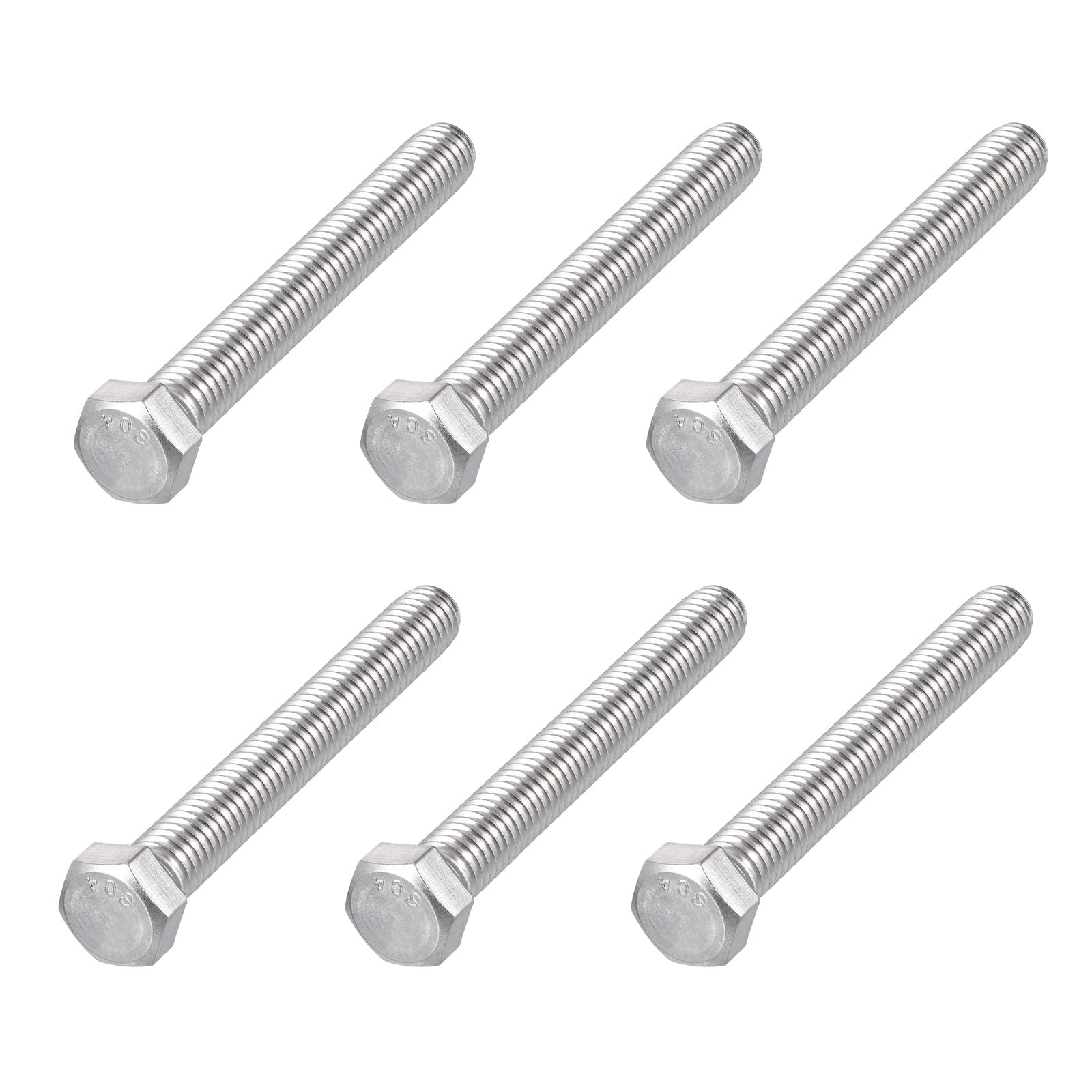 METALLIXITY Hex Head Bolts (7/16-14 x 3-1/2") 6Pcs, 304 Stainless Steel 18-8, Fully Threaded, External Hex Drive