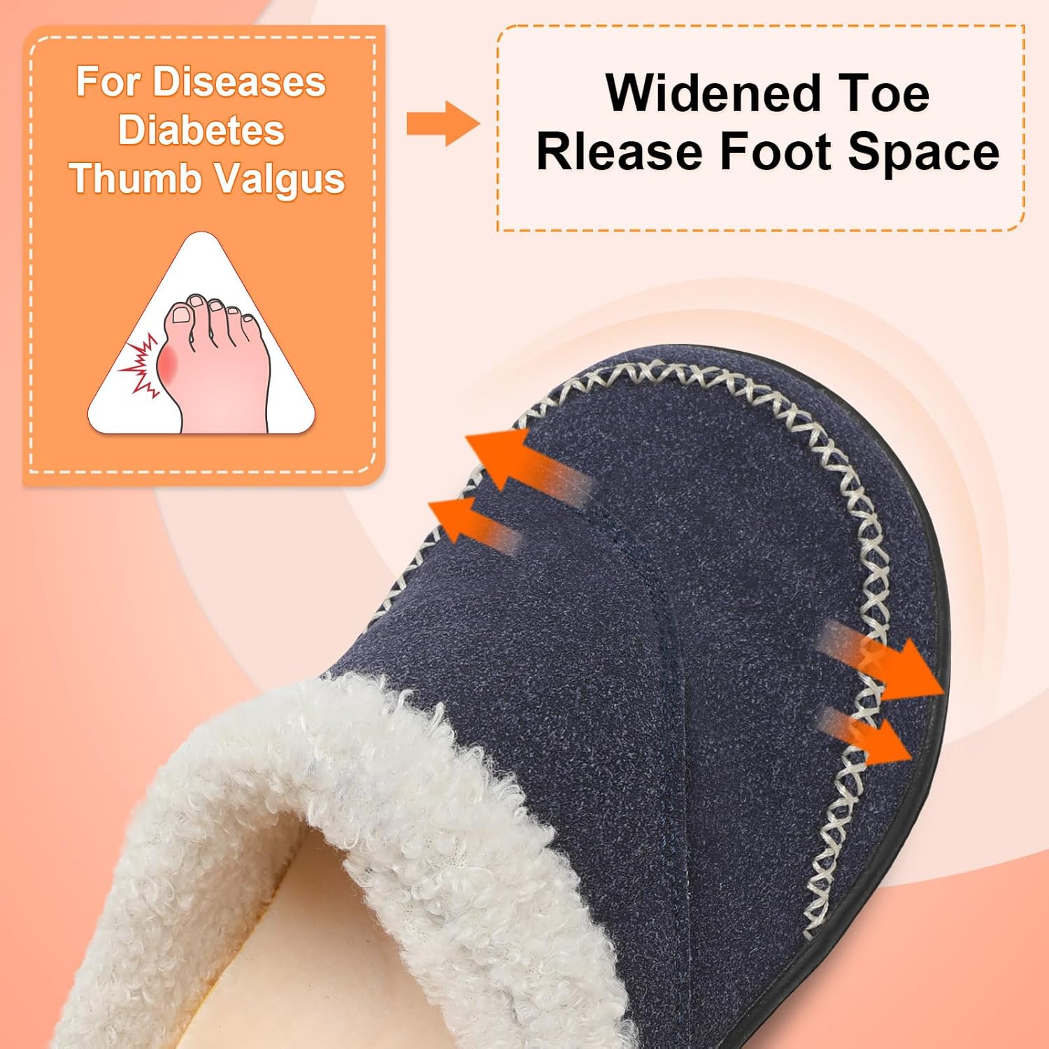 LeIsfIt Womens Wide Slippers Adjustable Diabetic Slippers Warm Cozy Slip on House Slipper Non-slip Memory Foam Winter House Shoes Indoor Outdoor - Image 7