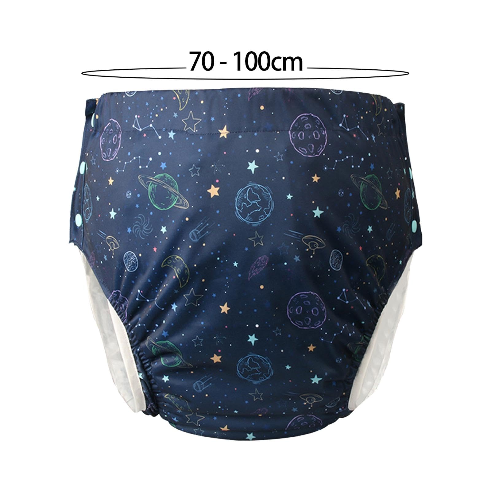 MagiDeal Couche-culotte en tissu lavable pour adulte, couvre-couche réglable avec boucle latérale pour personnes âgées, doublure en TPU Durable, imperméable et, Astronaute XL