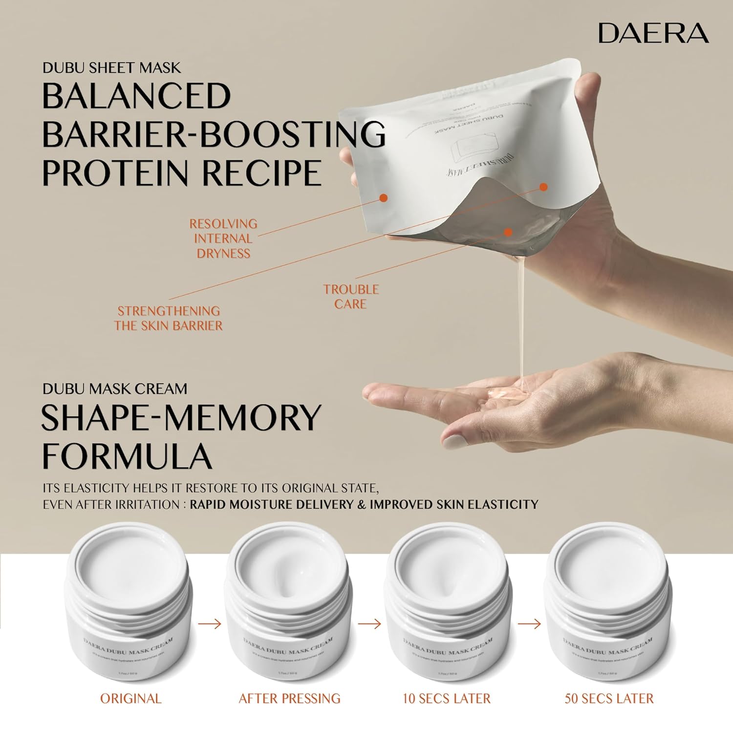 DAERA Korean DUBU 5 Sheets x Facial Mask, Deep Hydrating Repairing Nourishing for Dry and Sensitive Skin, Panthenol, Niacinamide, Adenosin, Korean Moisturizer, Korean Glass Skin - Image 4