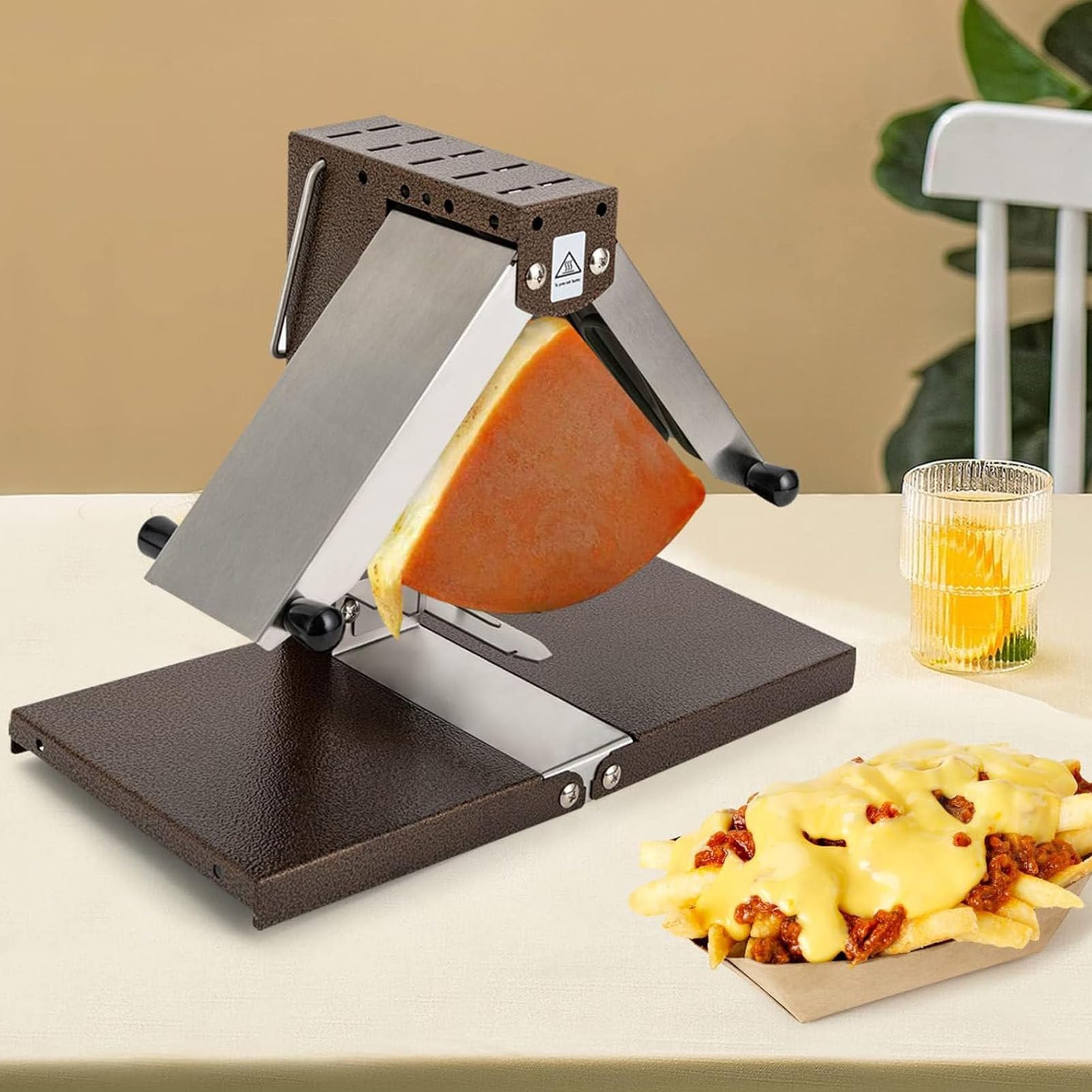 Profesjonalny grill Raclette o mocy 1000 W z funkcją topienia sera, komercyjny elektryczny opiekacz do kanapek z podwójną płytą, równomiernym nagrzewaniem i szybkim nagrzewaniem