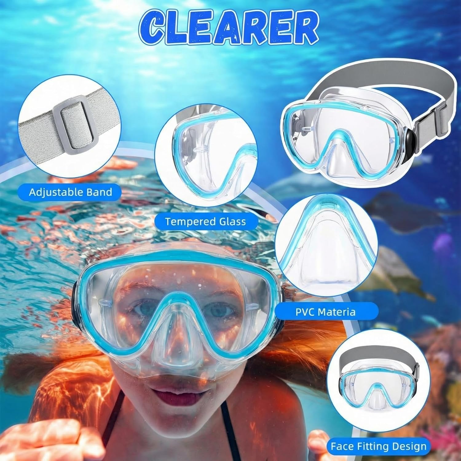 4 Pack Adult Swim Goggles with Nose Cover Snorkel Diving Mask Elastic Strap Scuba Mask Underwater Swimming Goggle