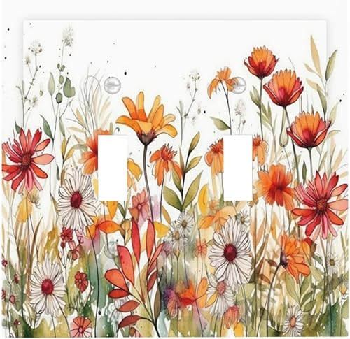 Miniatura 25 de Placa Cubierta de Interruptor de Luz de Palanca Individual con Diseño de Flor Botánica en Tablero de Madera Rústico Estilo Granja - Placa de Pared