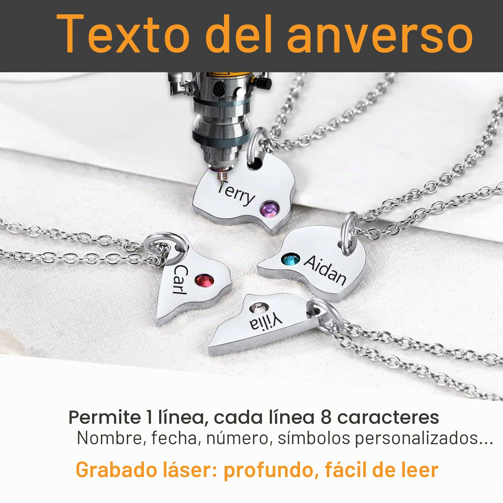 U7 Corazón Collar Puzzle Geométrico Rompecabezas, Collar Personalizable Acero Inoxidable 316L para Parejas y Familia y Mejores Amigas, 2/3/4/5/6/7/8 Piezas, Joyería DIY con Nombres Grabados
