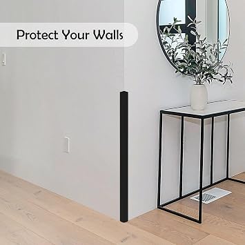 Rubber Bond Wall Corner Guard Edge Protector, 48 inch Heavy Duty Baby Proofing Corner Guards | Self-Adhesive Furniture Edge Strips for Home & Office (5, Black)