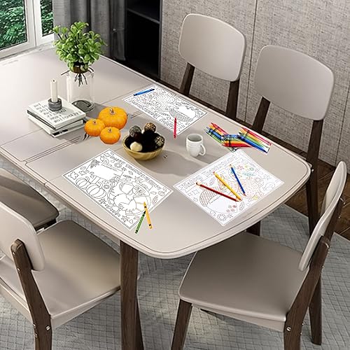 Miniatura 5 de Manteles individuales para colorear de Acción de Gracias para niños (20 hojas). Juego de tapetes de papel para manualidades de Acción de Gracias