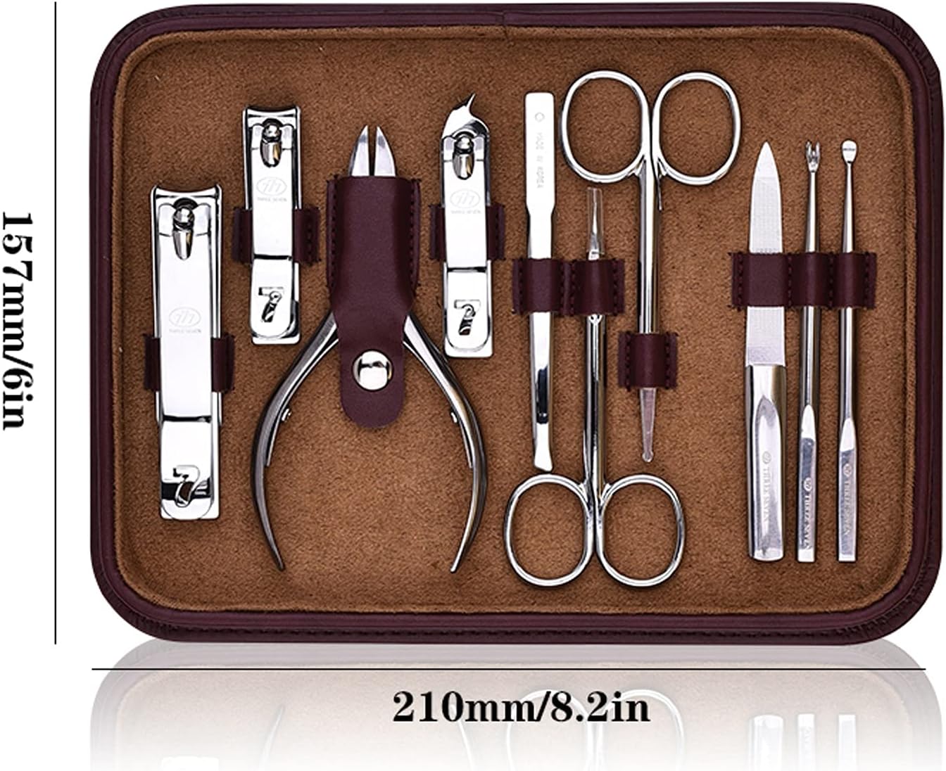 Nail Clipper Adult Fingernail Clippers,Household Manicure Set Tweezers and Nail Clipper Set 10 in 1 Stainless Steel Pedicure Care Grooming Kit with Portable Travel Case Cuticle Trimmer