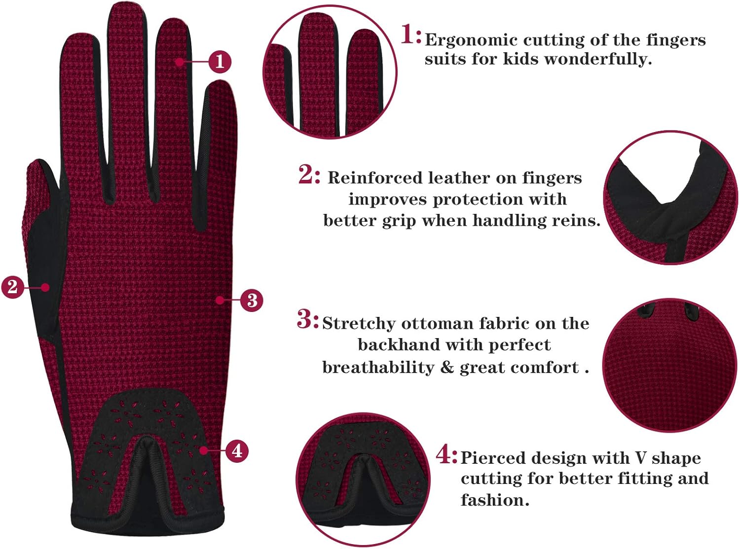 ChinFun Kid’s Horse Riding Gloves Child Youth Stretchable Equestrian Mittens Boys & Girls Anti-Slip Gloves for Horseback Riding Cycling Running Outdoor Activities : Sports & Outdoors