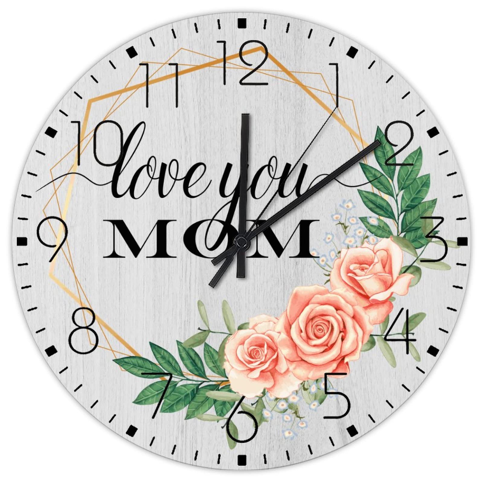 Horloge murale sans tic-tac silencieuse en bois analogique pour le calme de la salle de bain