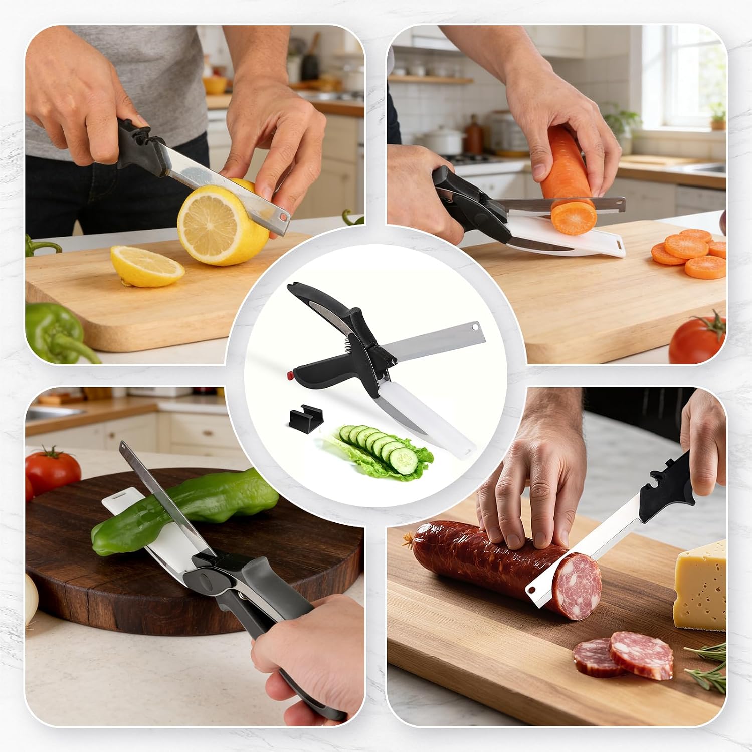 Professional 8-Inch Kitchen Shears with Built-in Cutting Board - Multi-Purpose Kitchen Scissors​ for Vegetables, Meat, and Ingredient Prep