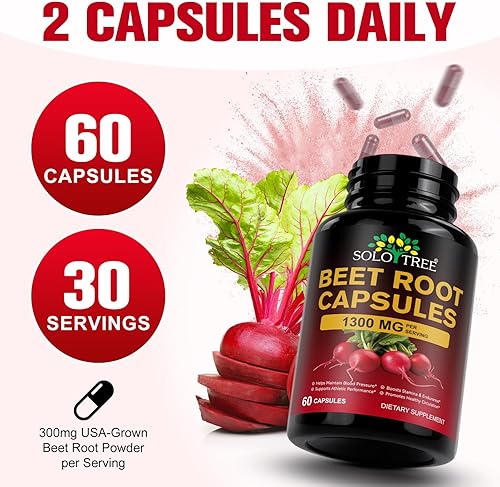 Miniatura 6 de Cápsulas de raíz de remolacha de 1300 mg - Suplemento de remolacha para una circulación saludable, energía y resistencia - Sin OMG, vegano, extracto