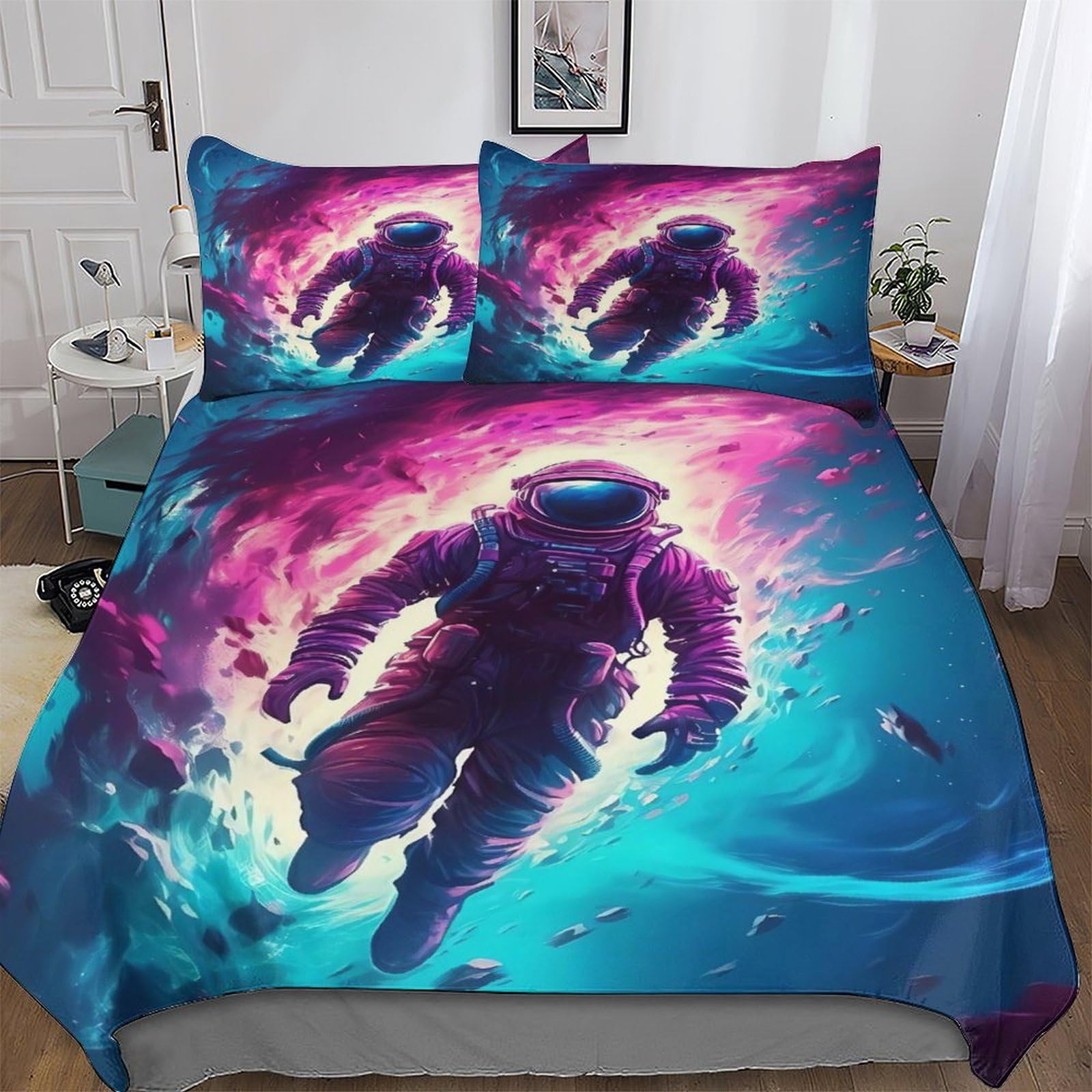 Astronaute parure de lit anti-plis housse de couette king size pour literie douce