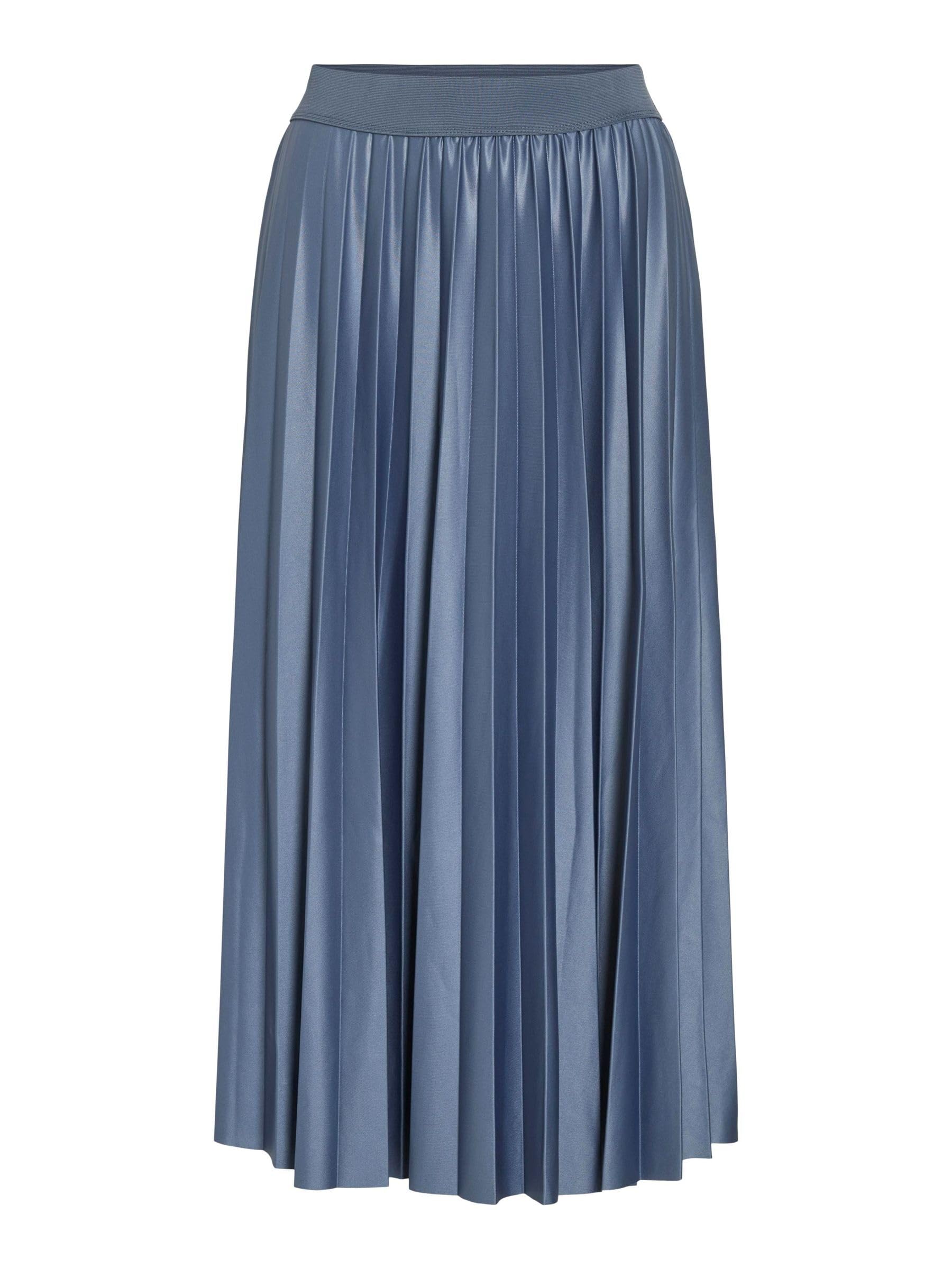 Vila Vinitban Women's Pleated Midi Skirt, Vintage Indigo, M