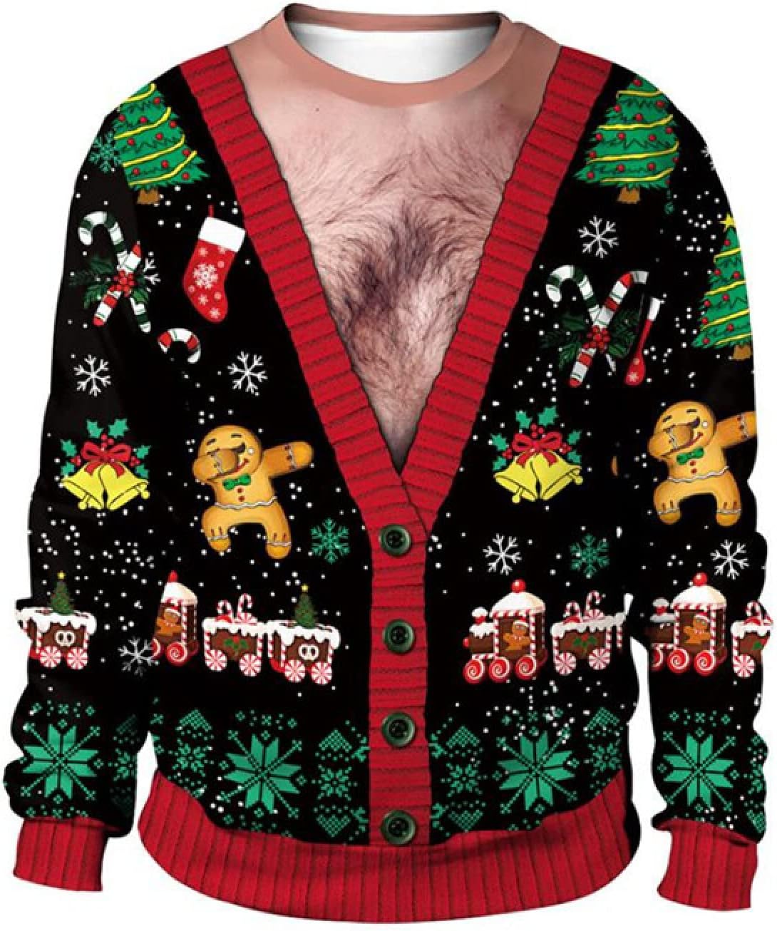 TUHGB Christmas Costume Men's And Women's Printed Round Neck Christmas Deer Couple's Sweatshirt,KB13,2XL