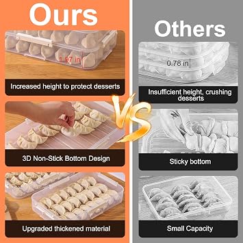 Plastic Cookie Storage Containers Airtight,3-Layer Food Storage Containers with Lid&Handle,Stackable Thicken Cookie Carrier for Transport Dumpling Storage Box,White