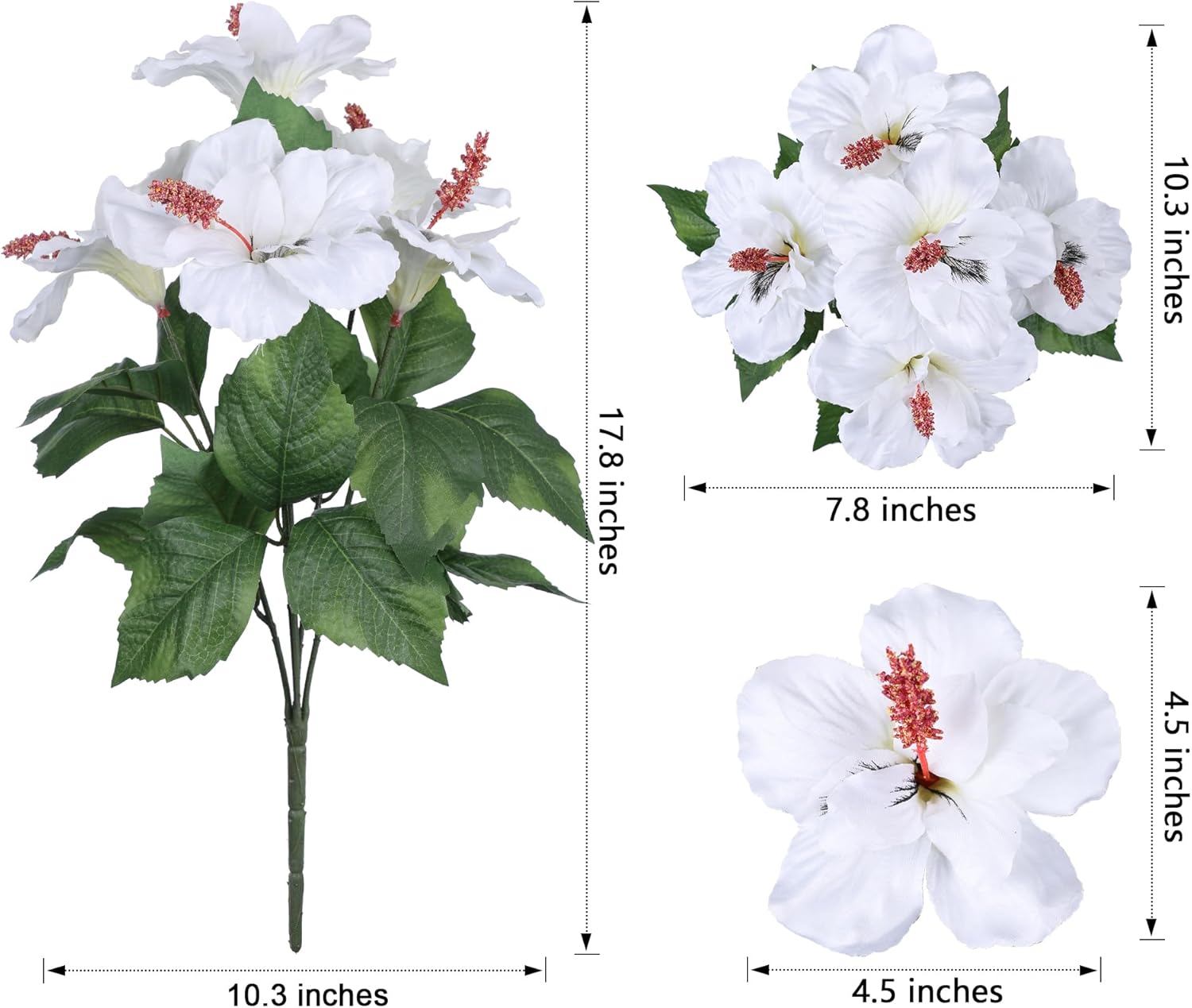 HyeFlora Artificial Hibiscus Flowers for Outdoors Faux Plant Spring Decor, 4 Bundles Fake Tropical Flowers UV Resistant Realistic Outdoor Silk Flower for Outside Planter Porch Patio Garden Window Home - Image 3