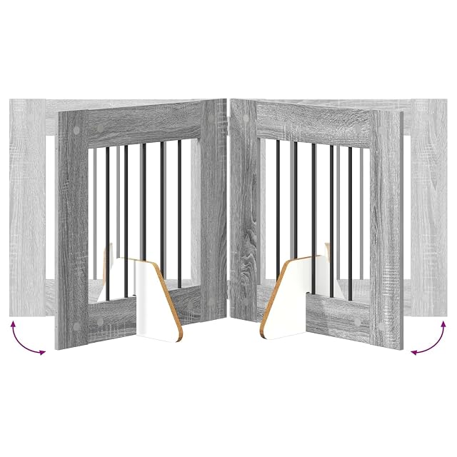 Foto 4 de 8 de vidaXL Puerta para Perros Plegable con Soportes 8 uds. Sonoma Gris