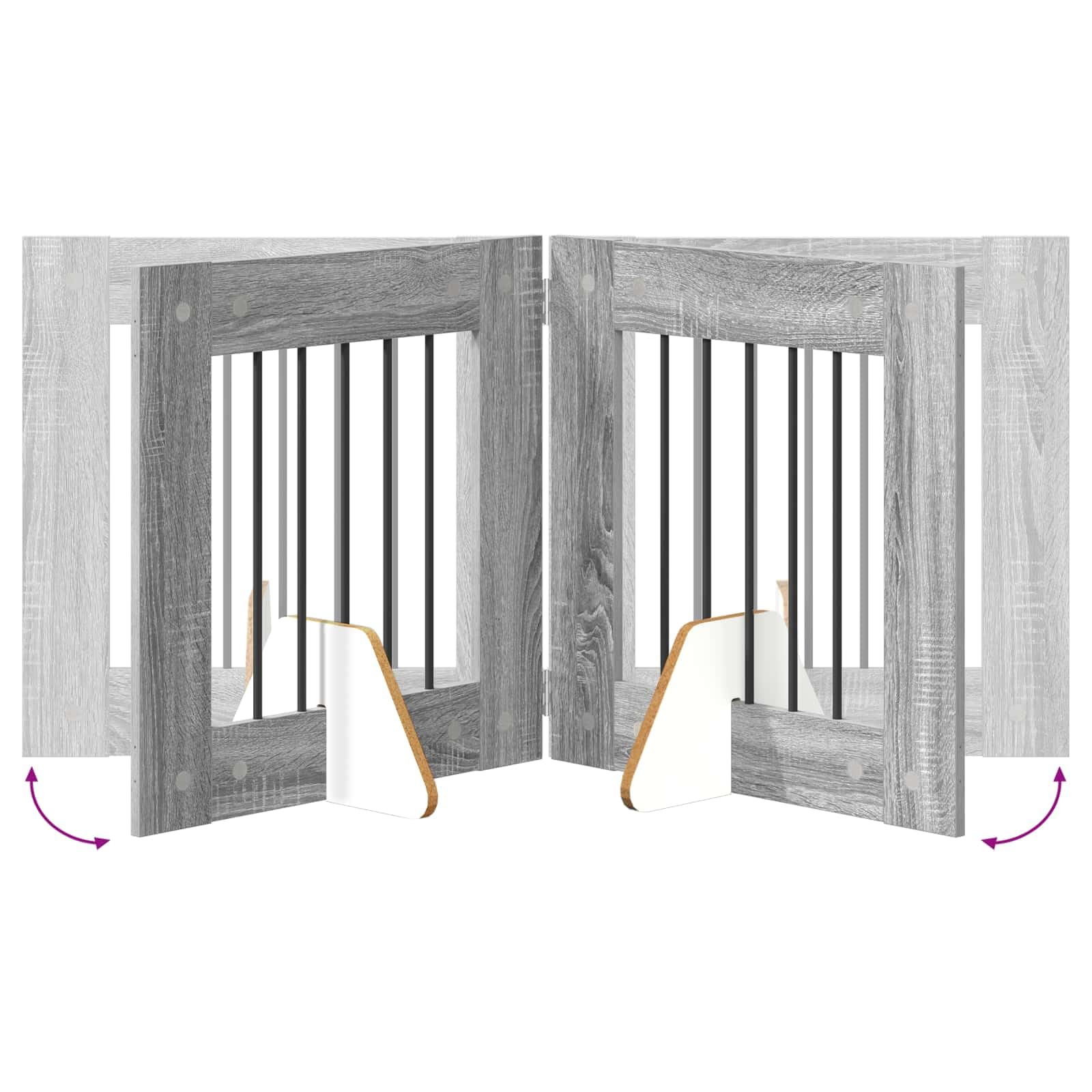 Puerta para perros con soporte, 2 unidades, Sonoma gris, 60 x 60 cm, plegable y portátil, para protección interior y exterior y alojamiento seguro de cachorros y perros