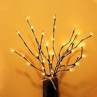 MENCH Branch Lights,3 Pcs Twig Light USB&Battery Powered 8 Flashing Modes by Remote Control.Branch Lights for Indoor and Outdoor, Light Up Decorations for Halloween Day and Christmas,Warm White
