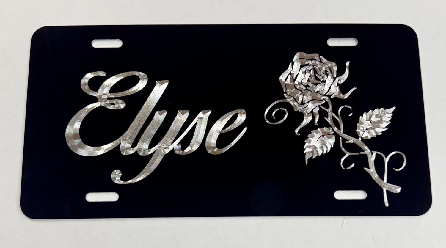New Personalized Custom Rose Diamond Etched Engraved License Plate Car Tag