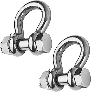 Stainless Steel D Ring Shackles 1/4" 5/16" 3/8" 1/2 inch 316 SS Heavy Duty Boat Anchor Shackle Marine Grade Bow Shackles with Cotter Pins