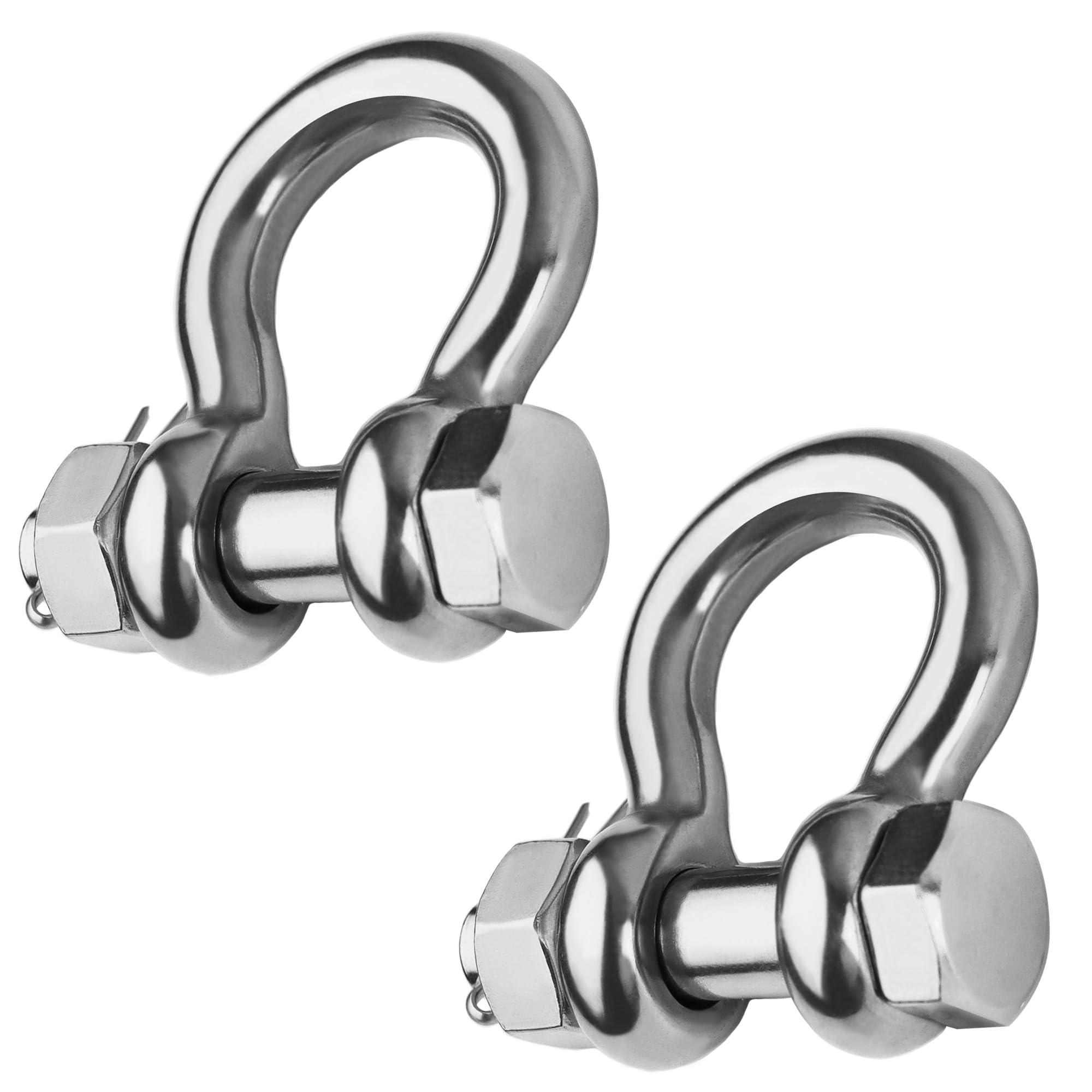 MEMUME Stainless Steel D Ring Shackles 1/4" 5/16" 3/8" 1/2 inch 316 SS Heavy Duty Boat Anchor Shackle Marine Grade Bow Shackles with Cotter Pins