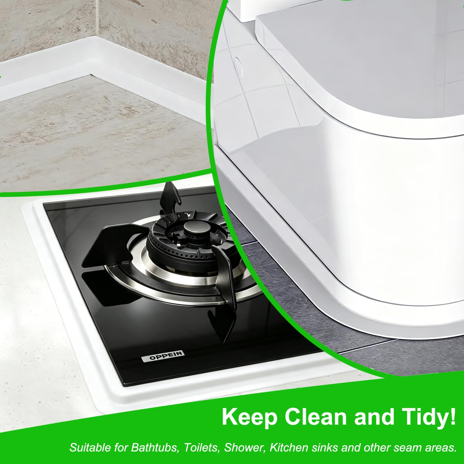 2.36" * 10.5' Kitchen & Bath Tape Caulk Strip Widened Upgraded Acrylic Glue PVC Self Adhesive Waterproof Caulking Tape, Decorative Sealant Trim for Kitchen Sink Toilet Bathtub (White 2PCS)