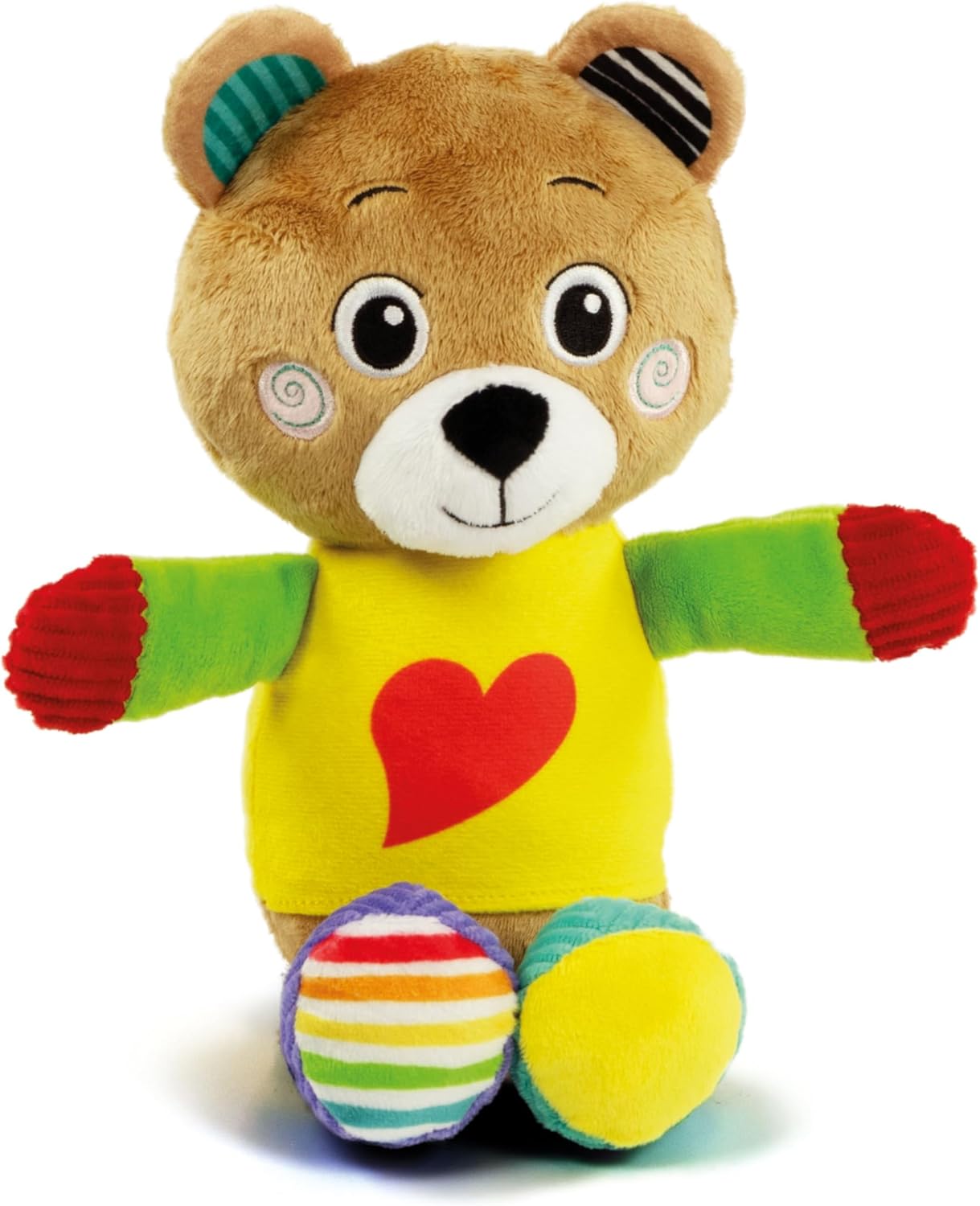 Clementoni - Baby for You Bob The Bear Plush Toy, Early Childhood Toy, First Activity Toy, Machine Washable Newborn Toy, 0-36 Months, Multicoloured, 17906