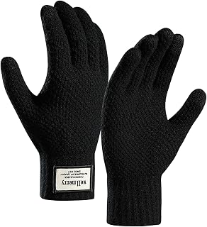Winter Gloves for Men, Touch Screen Texting Warm Gloves Cold Weather Gloves with Soft Knit Lining and Elastic Cuff