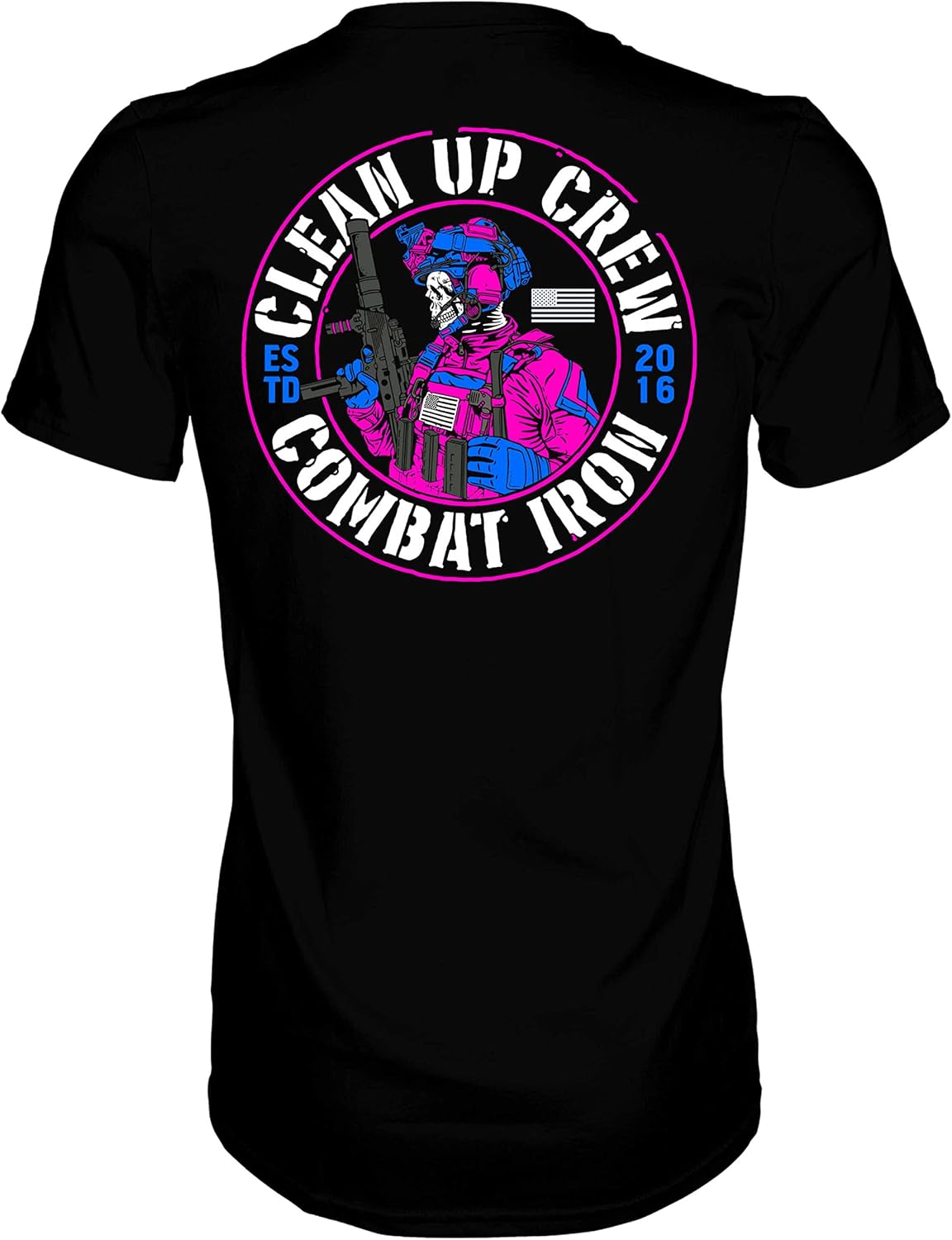 Combat Iron Clean Up Crew Operator Skull Men’s Graphic Short Sleeve T-Shirt – Athletic Fit Tees Men