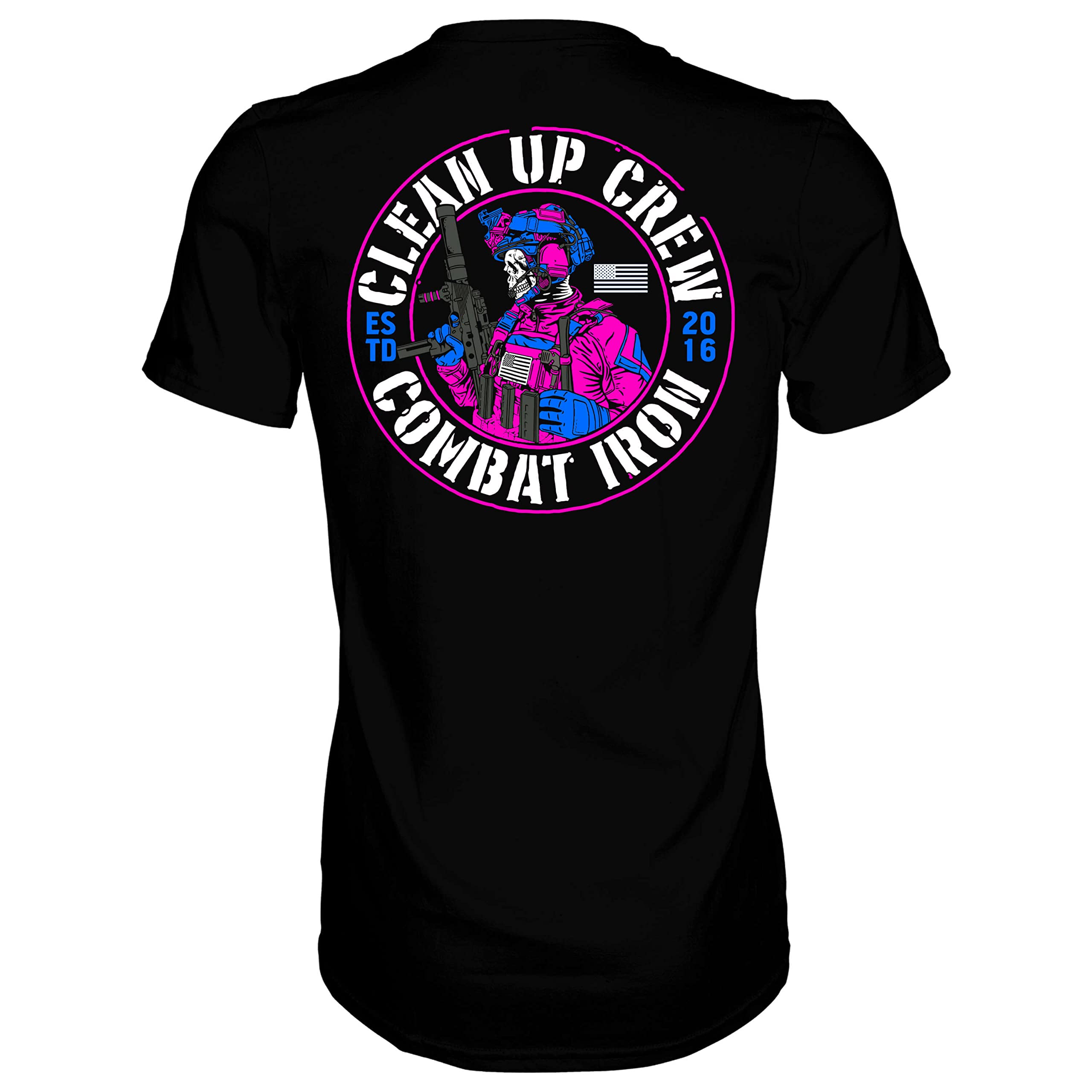 Combat IronClean Up Crew Operator Skull Men's Graphic Short Sleeve T-Shirt - Athletic Fit Tees Men