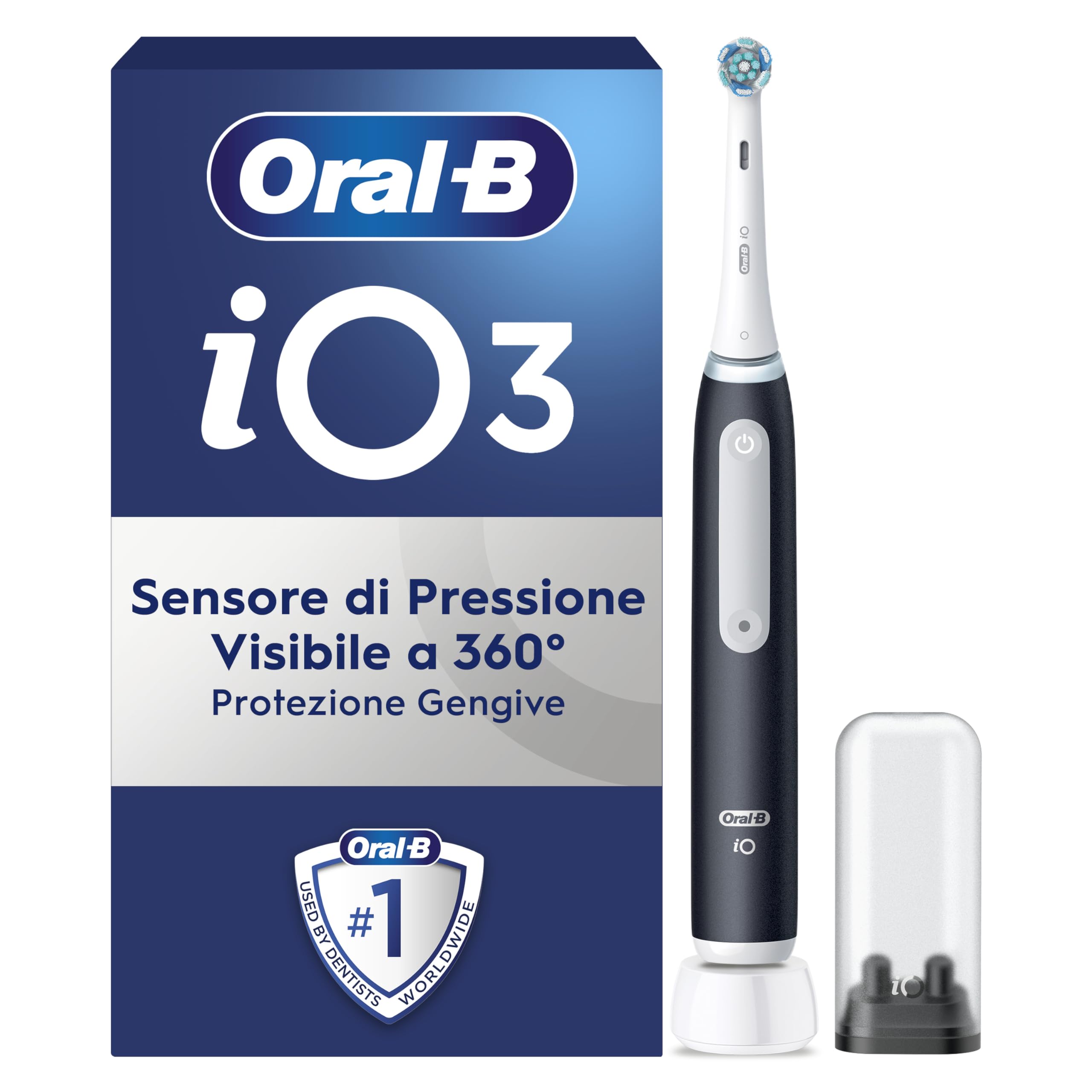 Oral-B iO 3 Spazzolino Elettrico, con 1 Testina di Ricambio, Nero