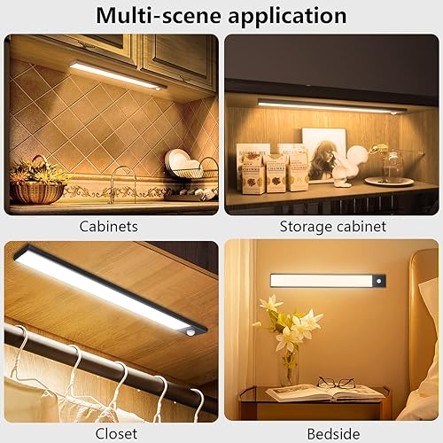 Miniatura 7 de Paquete de 2 luces para debajo del gabinete, sensor de movimiento doble, 11.8 pulgadas, 3 temperaturas de color, luces debajo de la encimera para