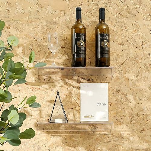 Vista 4 de CY - Estantería flotante de acrílico para montaje en pared, Acrílico, Transparente